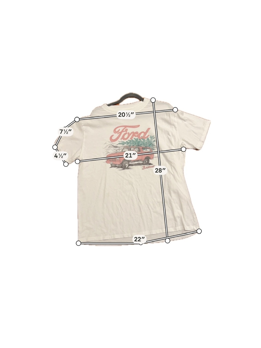 Rare Ford Bronco Graphic Tee Vintage Style White Cotton T-Shirt L - Picture 10 of 10